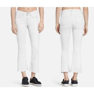Rag & Bone White Flare Cropped Jeans Raw Hem 5 Pocket Size 26